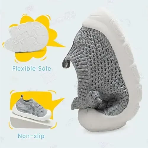 AILYLAKP Chaqaloq qizlar uchun poyabzal O'g'il bolalar poyabzali Yuradigan krossovkalar Bolalar yalangoyoq slip-on tennis poyabzali Go'daklar uchun engil nafas oladigan birinchi chaqaloqlar uchun - 3