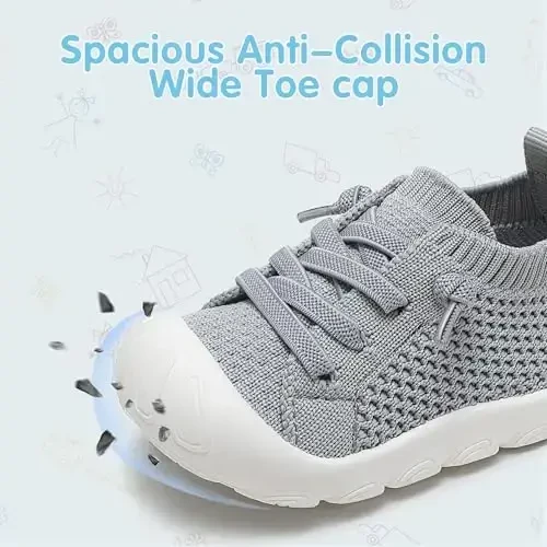 AILYLAKP Chaqaloq qizlar uchun poyabzal O'g'il bolalar poyabzali Yuradigan krossovkalar Bolalar yalangoyoq slip-on tennis poyabzali Go'daklar uchun engil nafas oladigan birinchi chaqaloqlar uchun - 4