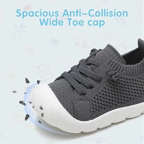 AILYLAKP Go'dak qizlar uchun poyabzal o'g'il bolalar poyabzali Yurish poyabzali Krossovkalar Bolalar yalangoyoq Slip on Tennis Chaqaloqlar poyafzali Birinchi chaqaloqlar uchun engil nafas oladigan - 4