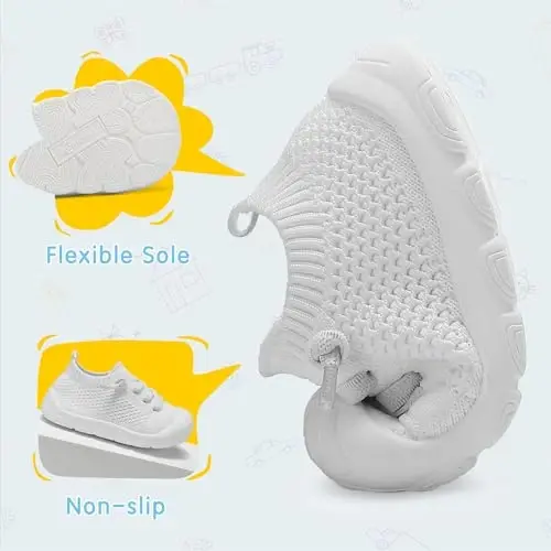 AILYLAKP Go'dak qizlar uchun poyafzal O'g'il bolalar poyafzali Go'dak yuradigan krossovkalar Bolalar yalangoyoq Slip on Tennis Chaqaloqlar uchun poyafzal Birinchi chaqaloqlar uchun engil nafas oladigan - 3