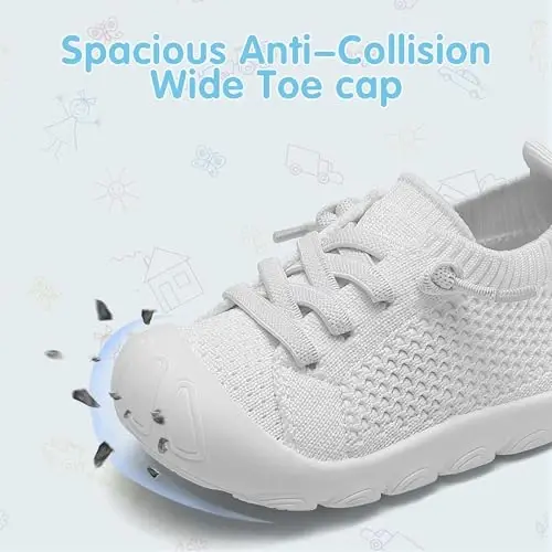 AILYLAKP Go'dak qizlar uchun poyafzal O'g'il bolalar poyafzali Go'dak yuradigan krossovkalar Bolalar yalangoyoq Slip on Tennis Chaqaloqlar uchun poyafzal Birinchi chaqaloqlar uchun engil nafas oladigan - 4