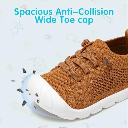 AILYLAKP Kichkintoy Qizlar O'g'il Bolalar Poyabzali Kichkintoylar Yurish uchun Krossovka Bolalar Yalong'och Slip on Tennis Chaqaloq Poyabzali Birinchi Chaqaloqlar uchun Yengil nafas oladigan - 3