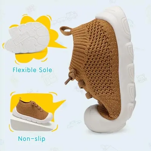 AILYLAKP Kichkintoy Qizlar O'g'il Bolalar Poyabzali Kichkintoylar Yurish uchun Krossovka Bolalar Yalong'och Slip on Tennis Chaqaloq Poyabzali Birinchi Chaqaloqlar uchun Yengil nafas oladigan - 4