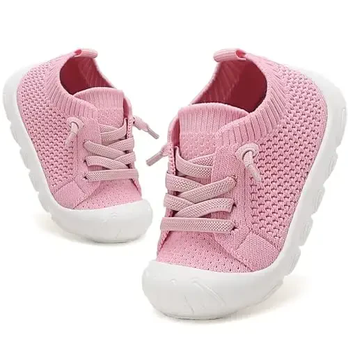 AILYLAKP Toddler Baby Girls Boys Shoes Toddler Walking Sneakers Kids Barefoot Slip on Tennis Infant Shoes Lightweight Breathable for First Babies - 1
