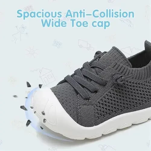AILYLAKP Toddler Baby Girls Boys Shoes Toddler Walking Sneakers Kids Barefoot Slip on Tennis Infant Shoes Lightweight Breathable for First Babies - 4