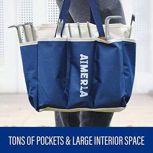 Aimerla Gardening Tools Set of 9 Heavy Duty Garden Tools with Non-Slip Rubber Grip with Large Garden Bag for Tools Durable Hand Tools for Gardening, Weeding,Gardening Gifts for Women,Men - 5