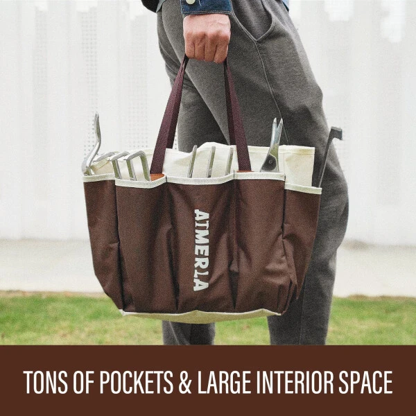 Aimerla Gardening Tools Set of 9 Heavy Duty Garden Tools with Non-Slip Rubber Grip with Large Garden Bag for Tools Durable Hand Tools for Gardening, Weeding,Gardening Gifts for Women,Men,Parents - 4