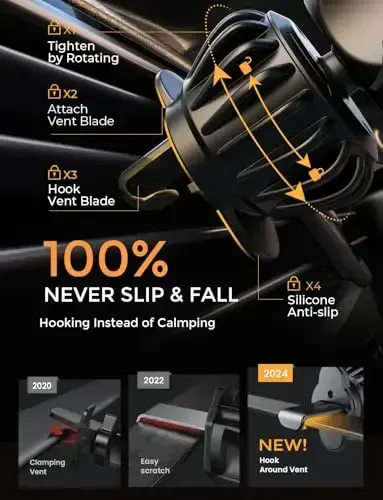 AINOPE for iPhone 17 Pro Max Car Mount Phone Holders for Your Car [Slide Design] Air Vent Phone Mount [Top Clamp] Cell Phone Holder Car Interior Accessories for iPhone Air 17 Pro Max 16 Samsung S25 - 4