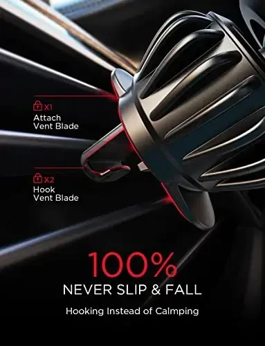 AINOPE Car Phone Holder Mount Vent 2025 Gravity Air Vent Phone Holders for Your Car for iPhone 16 Pro Max with Vent Clip Hand Free Cell Phone Car Mount Holder for iPhone 15 Plus Samsung Red - 6