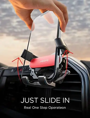 AINOPE Car Phone Holder Mount Vent 2025 Gravity Air Vent Phone Holders for Your Car for iPhone 16 Pro Max with Vent Clip Hand Free Cell Phone Car Mount Holder for iPhone 15 Plus Samsung Red - AINOPE (1)