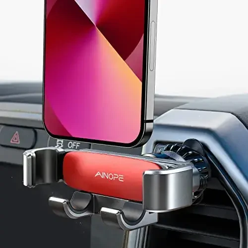 AINOPE Avtomobil Telefon Ulagichi Vent 2025 Gravitatsiya Havo Vent Telefon Ulagichlar iPhone 16 Pro Max uchun Vent Clip bilan Qo'lda Erkin Mobil Telefon Avtomobil Ulagichi iPhone 15 Plus Samsung Red uchun - 1