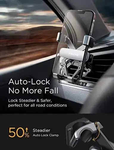 AINOPE Avtomobil Telefon Uskunasi Vent 2025 Gravitatsiya Havo Vent Telefon Uskunalari iPhone 16 Pro Max uchun Vent Clip bilan Qo'lda Bepul Uyali Telefon Avtomobil Uskunasi iPhone 15 Plus Samsung Kumush uchun - 4