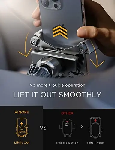 AINOPE Avtomobil Telefon Uskunasi Vent 2025 Gravitatsiya Havo Vent Telefon Uskunalari iPhone 16 Pro Max uchun Vent Clip bilan Qo'lda Bepul Uyali Telefon Avtomobil Uskunasi iPhone 15 Plus Samsung Kumush uchun - 3