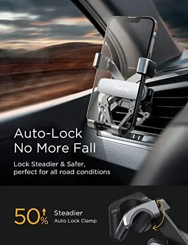 AINOPE Avtomobil Telefon Uskunasi Vent 2025 Gravitatsiya Havo Vent Telefon Uskunalari iPhone 16 Pro Max uchun Vent Clip bilan Qo'lda Bepul Uyali Telefon Avtomobil Uskunasi iPhone 15 Plus Samsung Kumush uchun - 4