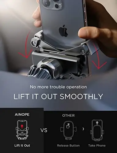 AINOPE Car Phone Holder Mount Vent 2025 Gravity Air Vent Phone Holders for Your Car for iPhone 16 Pro Max with Vent Clip Hand Free Cell Phone Car Mount Holder for iPhone 15 Plus Samsung Red - 3