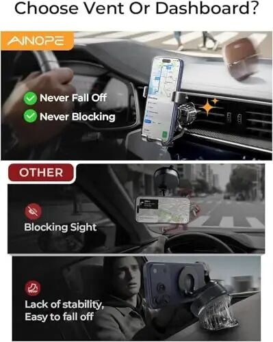 AINOPE Car Vent Phone Mount, Gravity Phone Holder Car, 2 Pack - 5
