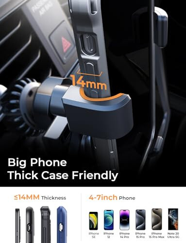 AINOPE Phone Mount for Car Vent 2024 Gravity Air Vent Car Phone Holder Mount for iPhone with Newest Vent Clip Hand Free Cell Phone Car Mount fits for iPhone 15 Pro Max 14 13 12 Samsung Android Phones - 16