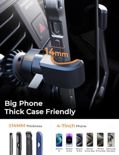 AINOPE Phone Mount for Car Vent 2024 Gravity Air Vent Car Phone Holder Mount for iPhone with Newest Vent Clip Hand Free Cell Phone Car Mount fits for iPhone 15 Pro Max 14 13 12 Samsung Android Phones - 12