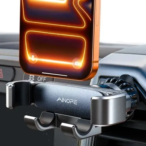 AINOPE Phone Mount for Car Vent 2024 Gravity Air Vent Car Phone Holder Mount for iPhone with Newest Vent Clip Hand Free Cell Phone Car Mount fits for iPhone 15 Pro Max 14 13 12 Samsung Android Phones - 4