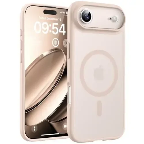 TOCOL for Air Case, Full Camera Protection, Built-in Magnetic Ring, Compatible with Magsafe Charger, Drop Protection, Translucent Matte Phone Case for 17 Air 6.5 inch (Desert) 