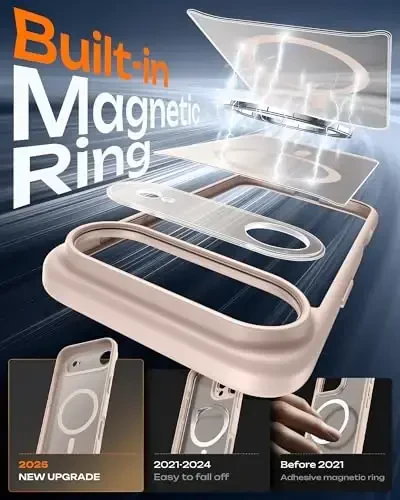 Air Case uchun TOCOL, To'liq kamera himoyasi, O'rnatilgan magnit halqa, Magsafe zaryadlovchi bilan mos, Tushishdan himoya, 17 Air 6,5 dyuym uchun shaffof mat telefon qutisi (Cho'l) - 2