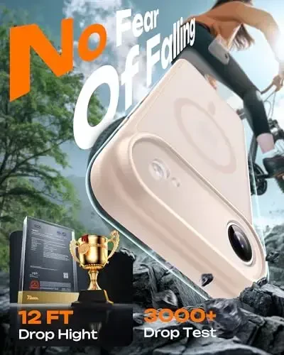 Air Case uchun TOCOL, To'liq kamera himoyasi, O'rnatilgan magnit halqa, Magsafe zaryadlovchi bilan mos, Tushishdan himoya, 17 Air 6,5 dyuym uchun shaffof mat telefon qutisi (Cho'l) - 3