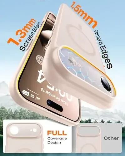 Air Case uchun TOCOL, To'liq kamera himoyasi, O'rnatilgan magnit halqa, Magsafe zaryadlovchi bilan mos, Tushishdan himoya, 17 Air 6,5 dyuym uchun shaffof mat telefon qutisi (Cho'l) - 4