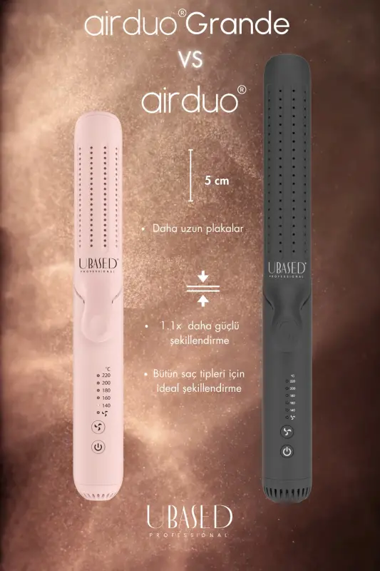 Air Duo-grande 2'si1 Saç Düzleştirici Ve Saç Maşası- Color: Black Rose -titanyum Plaka - Rose - 9
