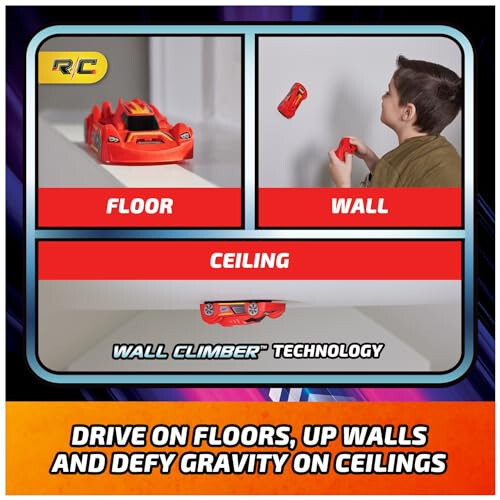 Air Hogs, Zero Gravity Sprint RC Car Wall Climber, Red USB Micro B Rechargeable Indoor Wall Racer, Over 4-Inches, Kids Toys for Kids Ages 4 and up - 9