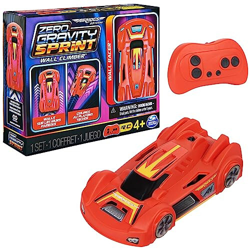 Air Hogs, Zero Gravity Sprint RC Mashina Devori Chiqish, Qizil USB Micro B Qayta Zaryadlanadigan Ichki Devori Poigasi, 4 Dyuymdan Ortiq, 4 Yosh Va Undan Yuqori Bolalar Uchun O'yinchoqlar - 1