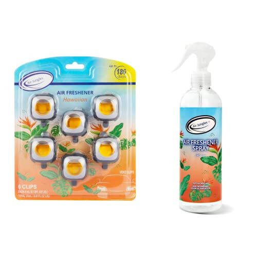 Air Jungles Araba Hava Yastığı Klipsli Kokulu Ürün 6'lı Paket ve Hava Yastığı Spreyi 16.9 Fl Oz - 1