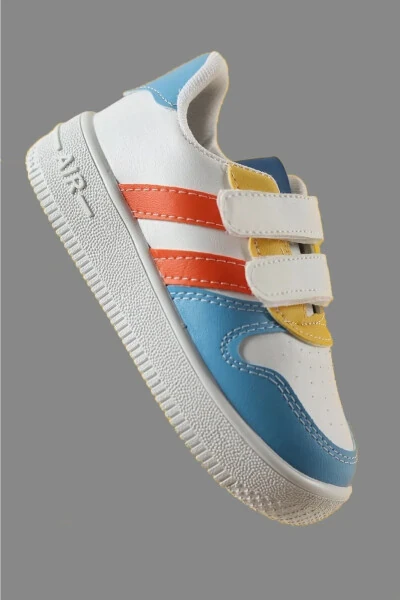 Air Taban Rahat Nefes Alır Beyaz Mavi Kırmızı Çocuk Spor Ayakkabı Aır V2-Beyaz Mavi Kırmızı - Modazone