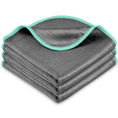 Airlab Glass Polishing Cloth Streak Free Miracle Cleaning Cloth Lint Free Microfiber Cleaning Rags for Glasses Kitchen Dish Mirrors Easy Clean, Pack of 3, 12