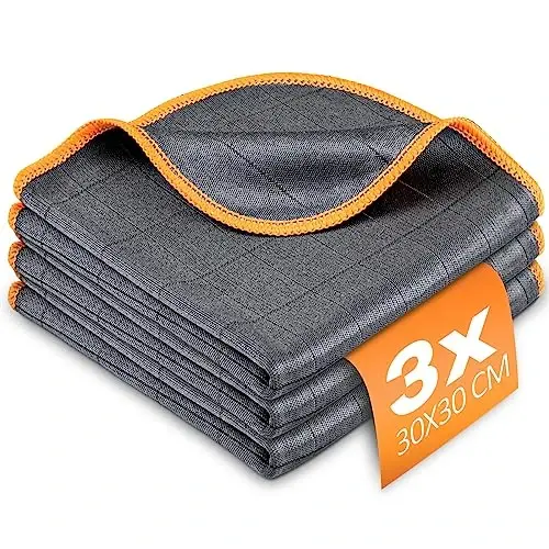 Airlab Glass Polishing Cloth Streak Free Miracle Cleaning Cloth Lint Free Microfiber Cleaning Rags for Glasses Kitchen Dish Mirrors Easy Clean, Pack of 3, 12