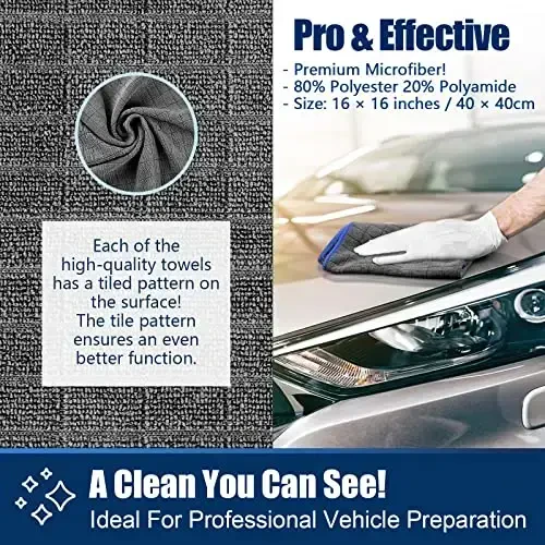 Airlab Microfiber Sochiqlar Avtomobillar Yuvish Quritish Avto Detallash uchun, Yuqori Absorbentli, Tolasiz, Chiziksiz, Maishiy uchun Ko'p Maqsadli Tozalash Mato, 16