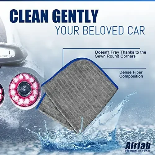 Airlab Microfiber Towels for Cars Wash Drying Auto Detailing, Highly Absorbent, Lint-Free, Streak-Free, All-Purpose Cleaning Cloths for Household, 16