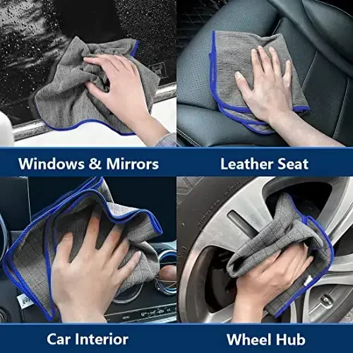Airlab Microfiber Towels for Cars Wash Drying Auto Detailing, Highly Absorbent, Lint-Free, Streak-Free, All-Purpose Cleaning Cloths for Household, 16