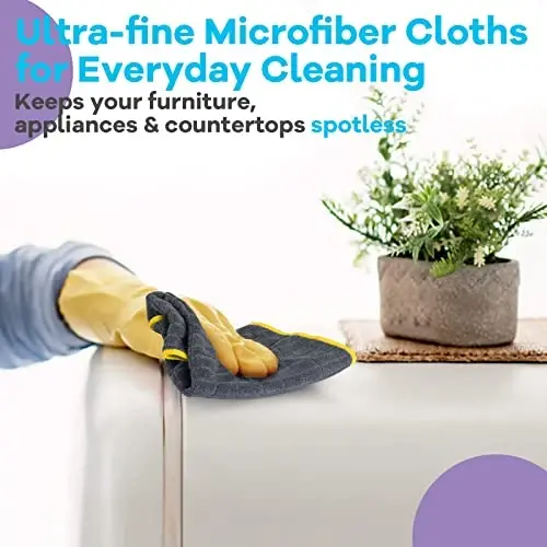 Airlab Mikrofiber Temizlik Bezi, Ev Toz Bezleri, Çok Amaçlı Hav bırakmayan Mutfak Bezleri, Yeniden Kullanılabilir 6'lı Paket, 12
