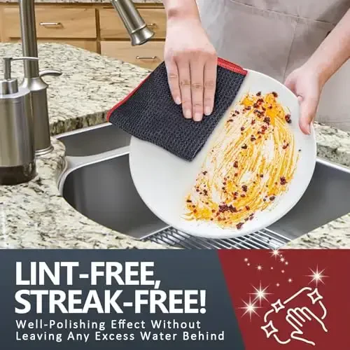 Airlab Microfiber Cleaning Cloth Waffle Weave Dust Rags for Household Kitchen Towel Absorbent Quick Drying Cleaning Rags Streak Free Lint Free, 6 Pack,12 x 12 Inches, Grey - 6