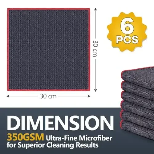 Airlab Microfiber Cleaning Cloth Waffle Weave Dust Rags for Household Kitchen Towel Absorbent Quick Drying Cleaning Rags Streak Free Lint Free, 6 Pack,12 x 12 Inches, Grey - 7