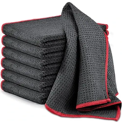 Airlab Mikrofiber Tozalash Mato Vafli To'quv Uy Ro'molchalari Uy uchun Oshxona Sochiqu Absorbent Tez Quritadigan Tozalash Ro'molchalari Chiziqsiz Lintsiz, 6 Paket, 12 x 12 dyuym, Kulrang - 1
