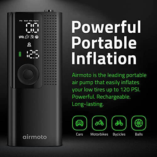 Airmoto and Power Kit Bundle Deal - 1 Bundle - Tire Inflator Portable Air Compressor with Power Kit for Charging at Home and on The Road - Cordless Air Pump for Car Tires, Motorcycle, Bicycle - 2