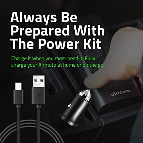 Airmoto and Power Kit Bundle Deal - 1 Bundle - Tire Inflator Portable Air Compressor with Power Kit for Charging at Home and on The Road - Cordless Air Pump for Car Tires, Motorcycle, Bicycle - 4