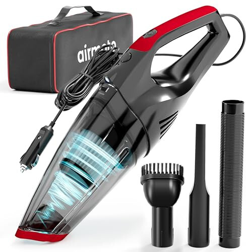 Airmoto Car Vacuum Cleaner High Power with 16 Ft Cord - 12V Portable Handheld Vacuum Cleaner - Dust Buster with Strong Suction - Car Accessories for Women and Men - Airmoto