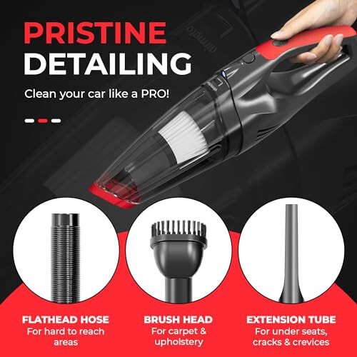 Airmoto Car Vacuum Cleaner High Power with 16 Ft Cord - 12V Portable Handheld Vacuum Cleaner - Dust Buster with Strong Suction - Car Accessories for Women and Men - 3