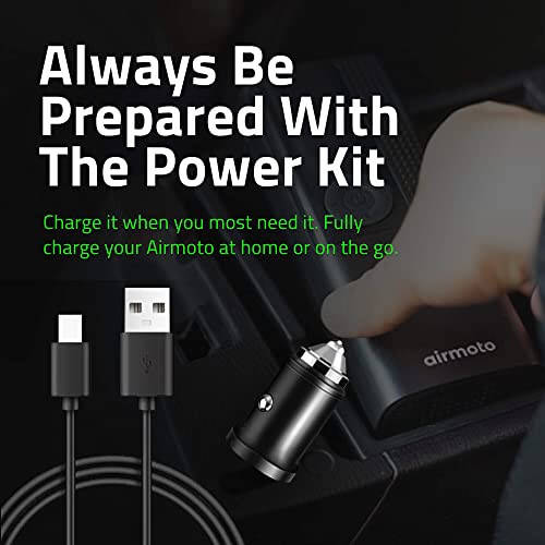 Airmoto va Power Kit to'plami — 1 to'plam — uyda va yo'lda qayta zaryadlash uchun Power Kitli portativ havo kompressori bilan shinalarni to'ldiruvchi — Avtomobil, mototsikl, velosiped shinalari uchun akkumulyatorli havo nasosi - 4