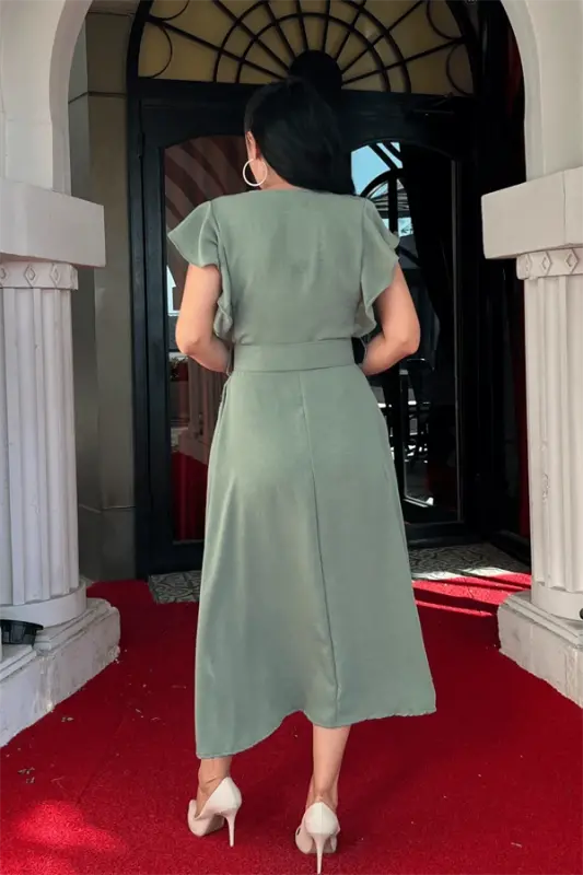 Айробин Ткань Пуговица Деталь Платье - МЯТА ЗЕЛЕНЫЙ - 5