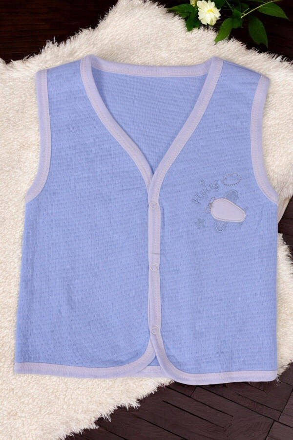 Airplane embroidered, sleeveless, quilted baby boy vest - 1