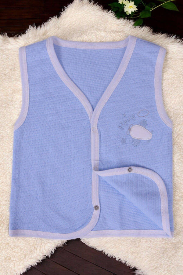 Airplane embroidered, sleeveless, quilted baby boy vest - 2