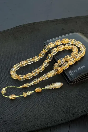 Airplane glass rosary with gold leaf capsules and handcrafted beads. - TESBİHKENTİ (1)